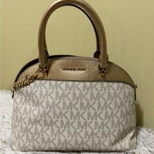 Michael Kors Cream and Gold Signature Handbag